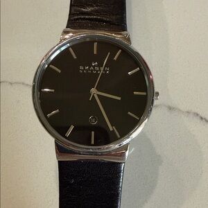 Skagen Men’s Silver and Black Watch